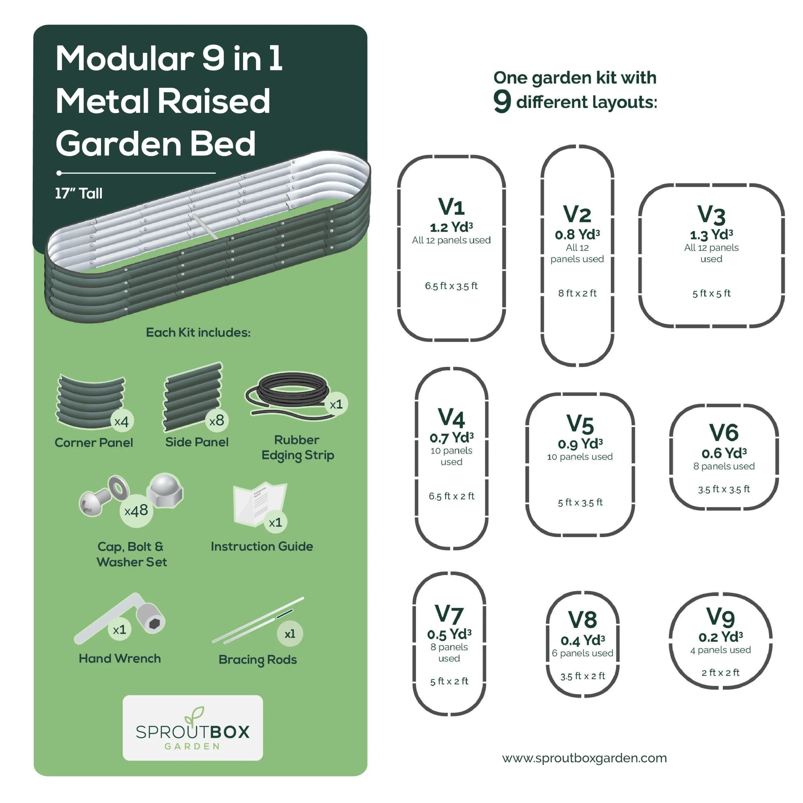 Sproutbox 17" Tall Modular 9 in 1 Metal Raised Garden Bed Kit - Image 3